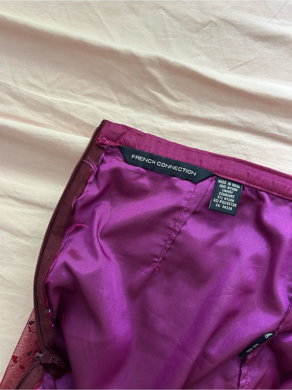 French Connection Magenta Beaded Midi Skirt - Picture 3 of 5